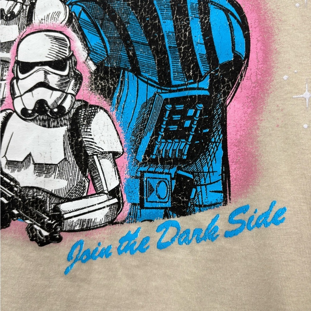 Star Wars Retro Style Beige Graphic Tee Darth Vader & Stormtroopers | Small NWT - Picture 3 of 5